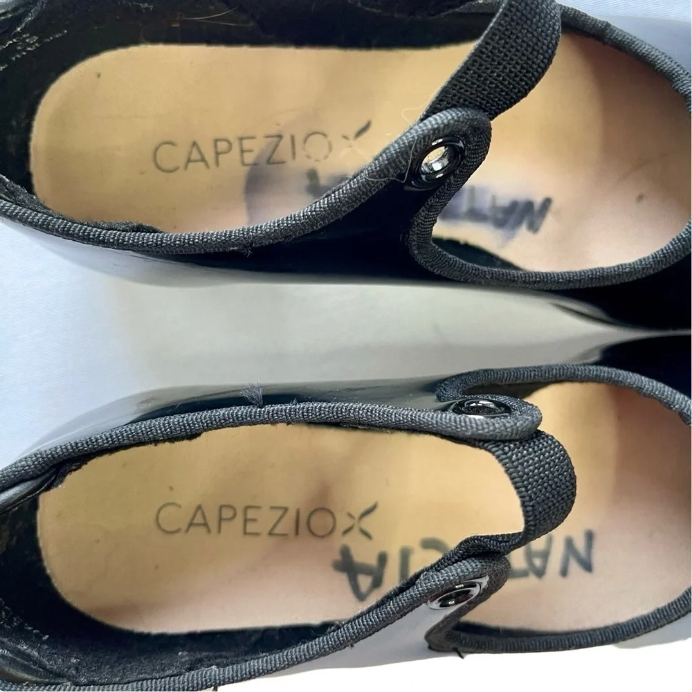 Capezio Kids Patent Leather Elastic Closure Tap Shoes Black Sz13.5